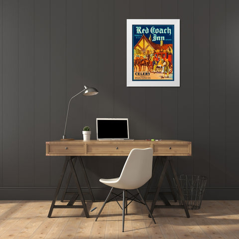 Red Coach Inn Celery White Modern Wood Framed Art Print by Retrolabel