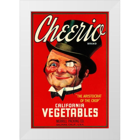 Cheerio Brand California Vegetables White Modern Wood Framed Art Print by Retrolabel