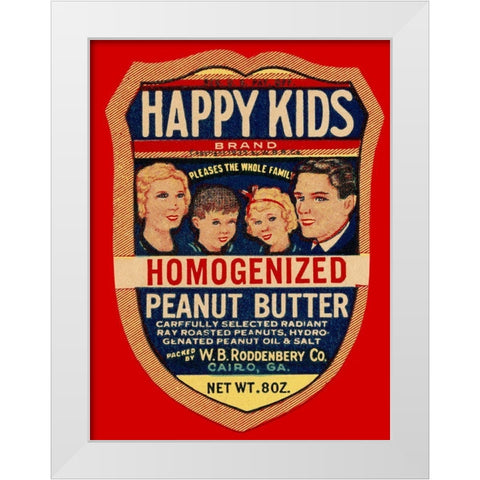 Happy Kids Homogenized Peanut Butter White Modern Wood Framed Art Print by Retrolabel