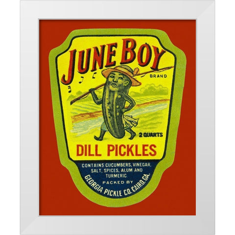 June Boy Dill Pickles White Modern Wood Framed Art Print by Retrolabel