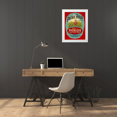Pickle Patch Dill Pickles White Modern Wood Framed Art Print by Retrolabel