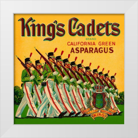 Kings Cadets California Green Asparagus White Modern Wood Framed Art Print by Retrolabel