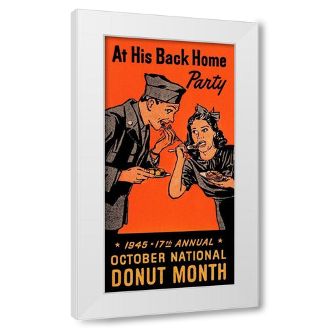 At His Back Home Party White Modern Wood Framed Art Print by Retrolabel