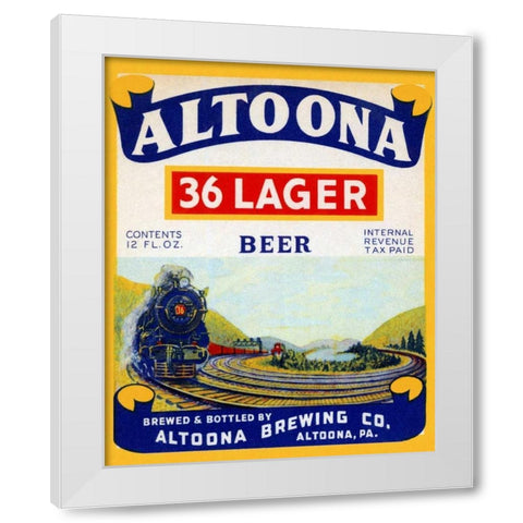 Altoona 36 Lager Beer White Modern Wood Framed Art Print by Vintage Booze Labels