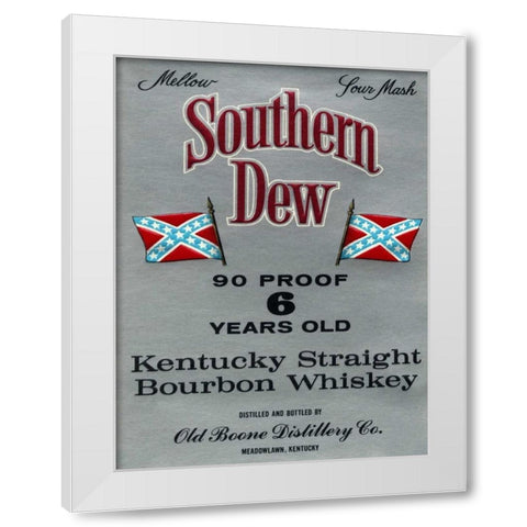 Southern Dew Kentucky Straight Bourbon Whiskey White Modern Wood Framed Art Print by Vintage Booze Labels