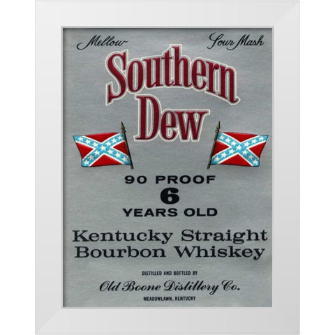 Southern Dew Kentucky Straight Bourbon Whiskey White Modern Wood Framed Art Print by Vintage Booze Labels