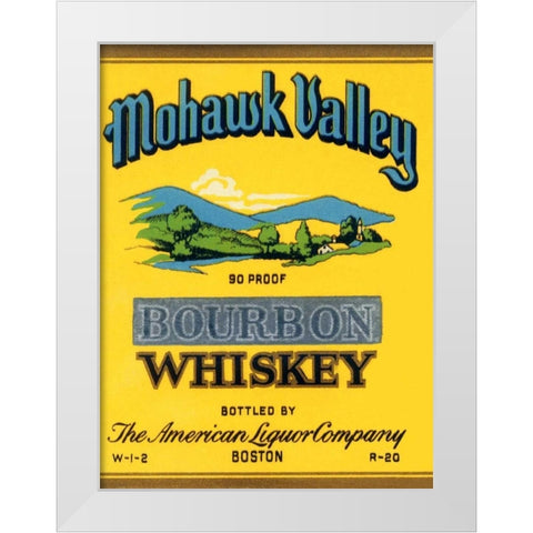Mohawk Valley Bourbon Whiskey White Modern Wood Framed Art Print by Vintage Booze Labels