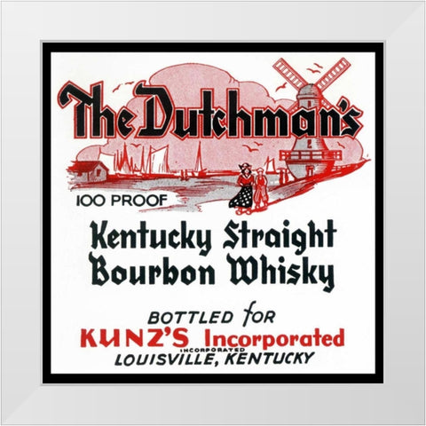 The Dutchmans Kentucky Straight Bourbon Whiskey White Modern Wood Framed Art Print by Vintage Booze Labels