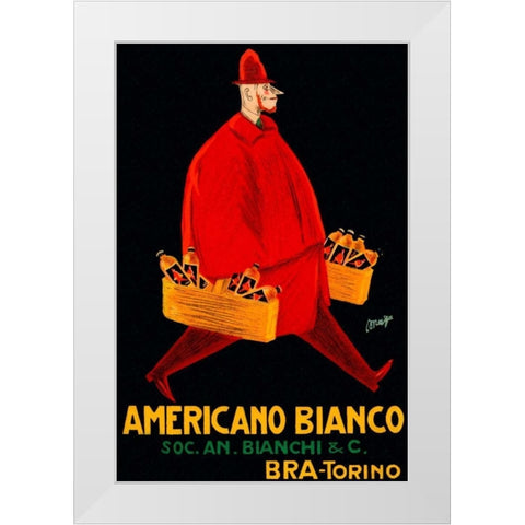 Americano Bianco White Modern Wood Framed Art Print by Vintage Booze Labels