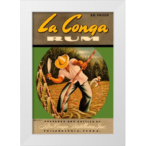 La Conga Rum White Modern Wood Framed Art Print by Vintage Booze Labels