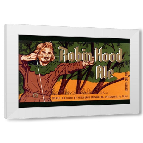 Robin Hood Ale White Modern Wood Framed Art Print by Vintage Booze Labels