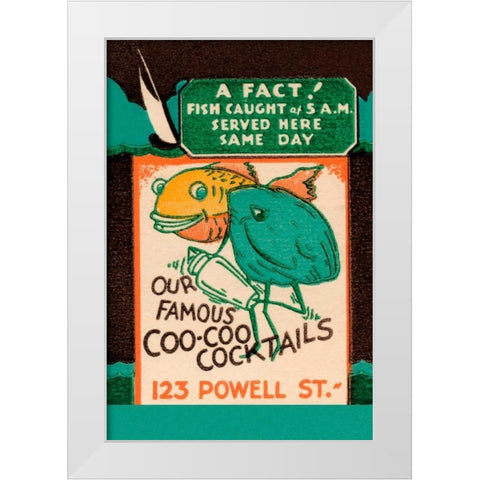 Our Famous Coo-Coo Cocktails White Modern Wood Framed Art Print by Vintage Booze Labels