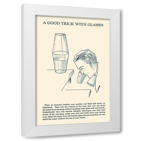 A Good Trick with Glasses White Modern Wood Framed Art Print by Retromagic