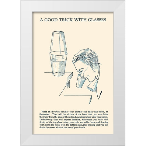 A Good Trick with Glasses White Modern Wood Framed Art Print by Retromagic
