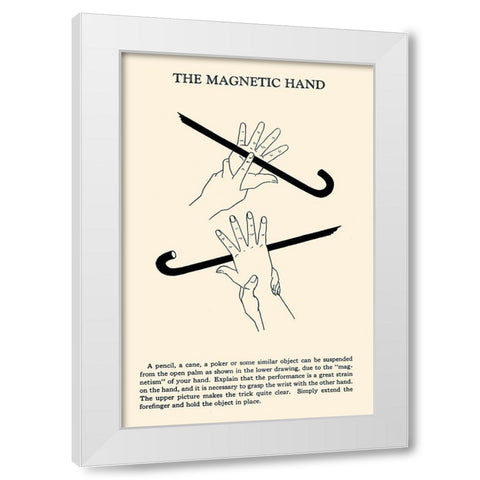 The Magnetic Hand White Modern Wood Framed Art Print by Retromagic