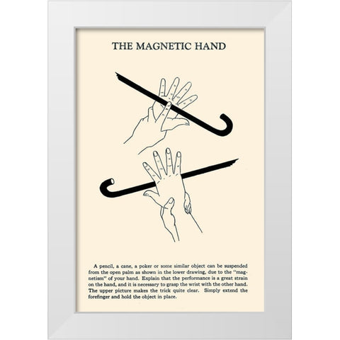 The Magnetic Hand White Modern Wood Framed Art Print by Retromagic