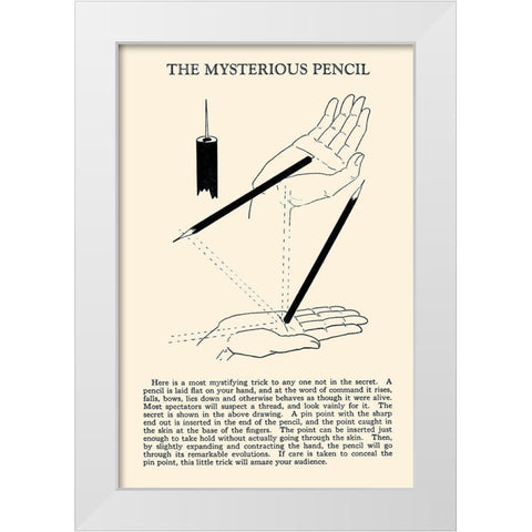The Mysterious Pencil White Modern Wood Framed Art Print by Retromagic
