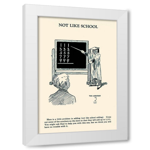 Not Like School White Modern Wood Framed Art Print by Retromagic