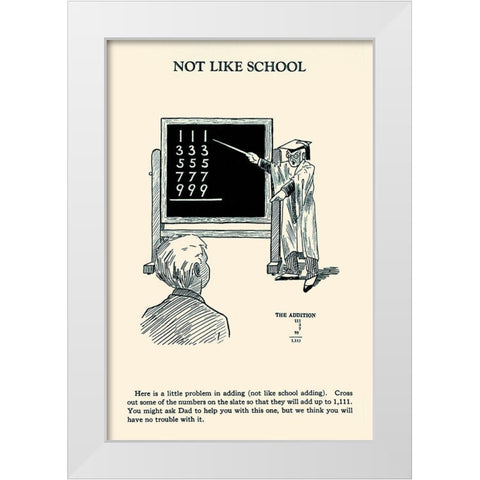 Not Like School White Modern Wood Framed Art Print by Retromagic