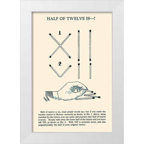 Half of Twelve is -? White Modern Wood Framed Art Print by Retromagic