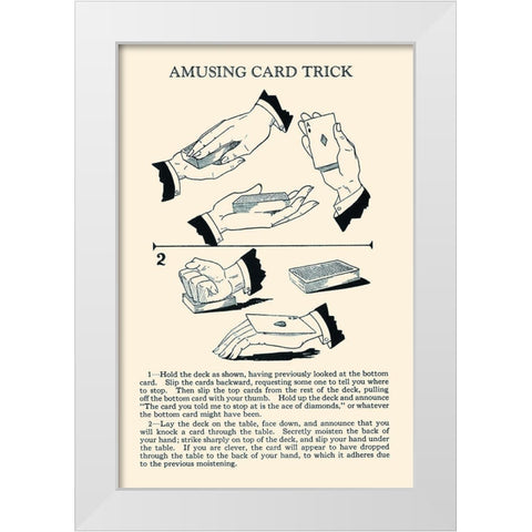 Amusing Card Trick White Modern Wood Framed Art Print by Retromagic