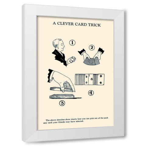 A Clever Card Trick White Modern Wood Framed Art Print by Retromagic