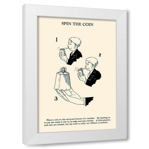 Spin The Coin White Modern Wood Framed Art Print by Retromagic