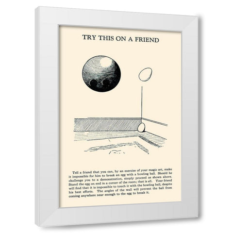 Try This on a Friend - Bowling Ball versus Egg White Modern Wood Framed Art Print by Retromagic