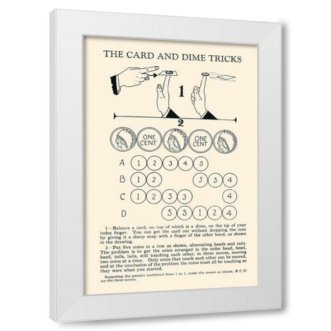 The Card and Dime Tricks White Modern Wood Framed Art Print by Retromagic
