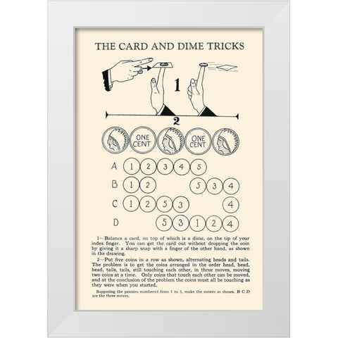 The Card and Dime Tricks White Modern Wood Framed Art Print by Retromagic