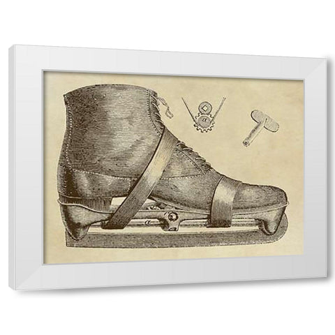 Mechanics of the Ice Skate White Modern Wood Framed Art Print by Inventions