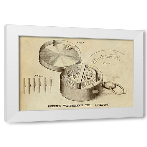 Buerks Watchmans Time Detector White Modern Wood Framed Art Print by Inventions