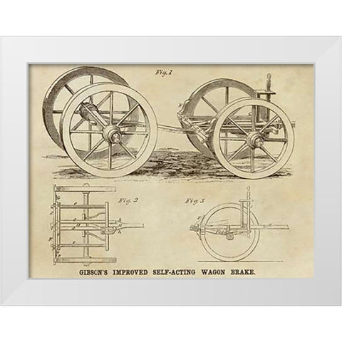Gibsons Improved Self-Acting Wagon Brake White Modern Wood Framed Art Print by Inventions