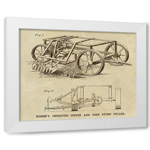 Bishops Improved Cotton and Corn Stump Puller White Modern Wood Framed Art Print by Inventions