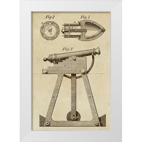 Device for Adjusting Cannon Trajectory and Accuracy White Modern Wood Framed Art Print by Inventions