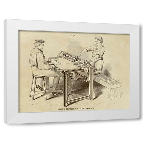 Towns Improved Paging Machine White Modern Wood Framed Art Print by Inventions