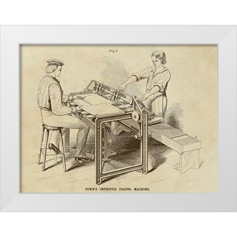 Towns Improved Paging Machine White Modern Wood Framed Art Print by Inventions