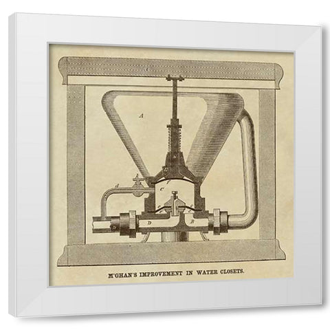 MGhans Improvement in Water Closets White Modern Wood Framed Art Print by Inventions