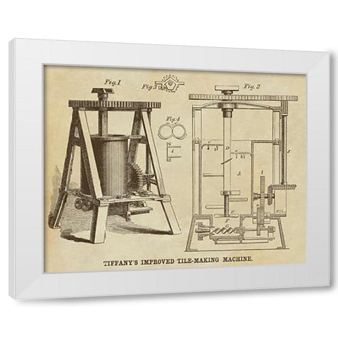 Tiffanys Improved Tile Making Machine White Modern Wood Framed Art Print by Inventions