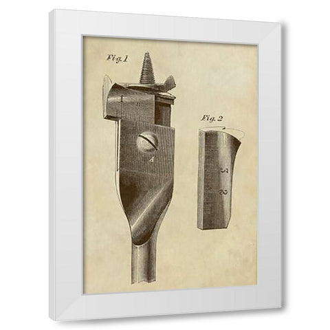 Adjustable Wood Drill Bit White Modern Wood Framed Art Print by Inventions