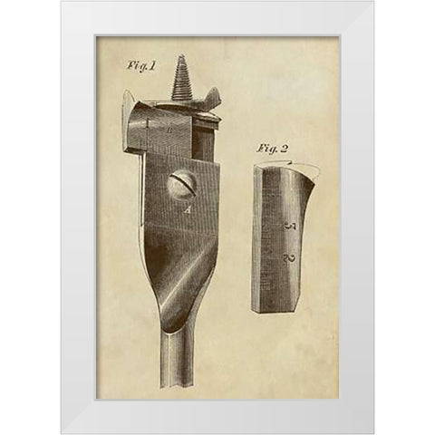 Adjustable Wood Drill Bit White Modern Wood Framed Art Print by Inventions