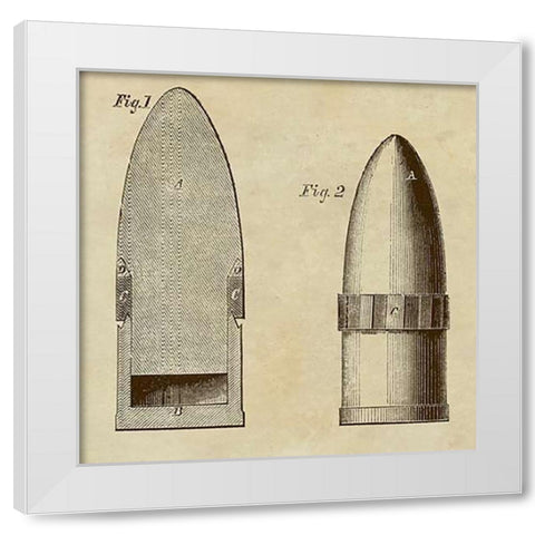 Improved Artillery Shell White Modern Wood Framed Art Print by Inventions