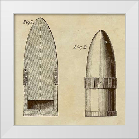 Improved Artillery Shell White Modern Wood Framed Art Print by Inventions