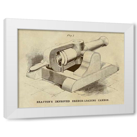 Braytons Improved Breech-loading Cannon White Modern Wood Framed Art Print by Inventions