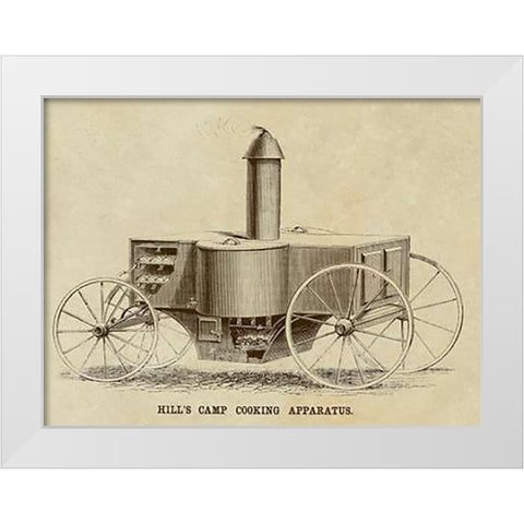 Hills Camp Cooking Apparatus White Modern Wood Framed Art Print by Inventions