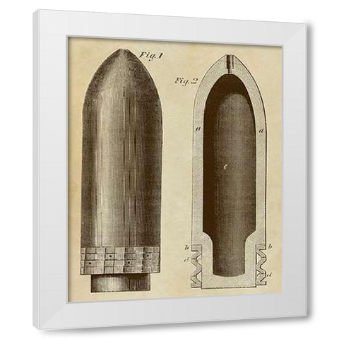 Exploding Artillery Shell for Breech-Loaders White Modern Wood Framed Art Print by Inventions