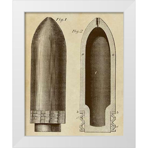 Exploding Artillery Shell for Breech-Loaders White Modern Wood Framed Art Print by Inventions