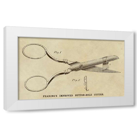 Fearing Improved Button-hole Cutter White Modern Wood Framed Art Print by Inventions