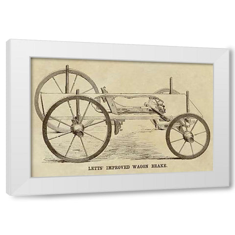 Letts Improved Wagon Brake White Modern Wood Framed Art Print by Inventions