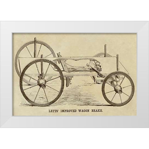 Letts Improved Wagon Brake White Modern Wood Framed Art Print by Inventions